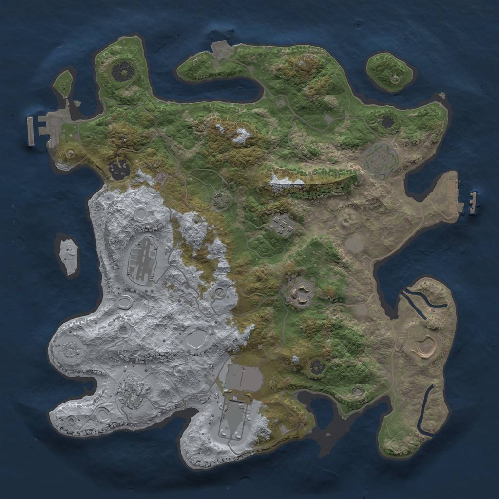Rust Map: Procedural Map, Size: 3500, Seed: 12433826, 16 Monuments