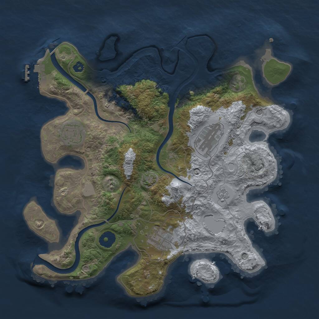 Rust Map: Procedural Map, Size: 3000, Seed: 24723, 9 Monuments