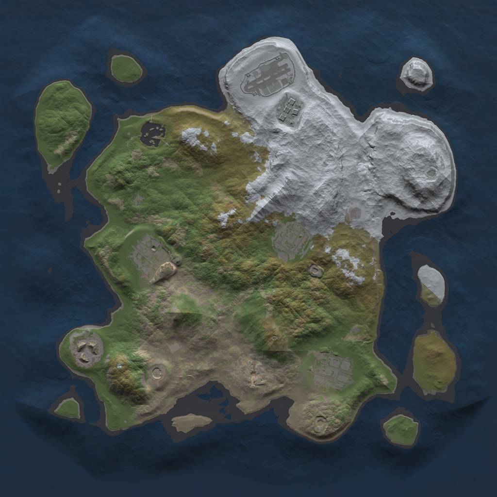 Rust Map: Barren, Size: 3000, Seed: 988345, 10 Monuments