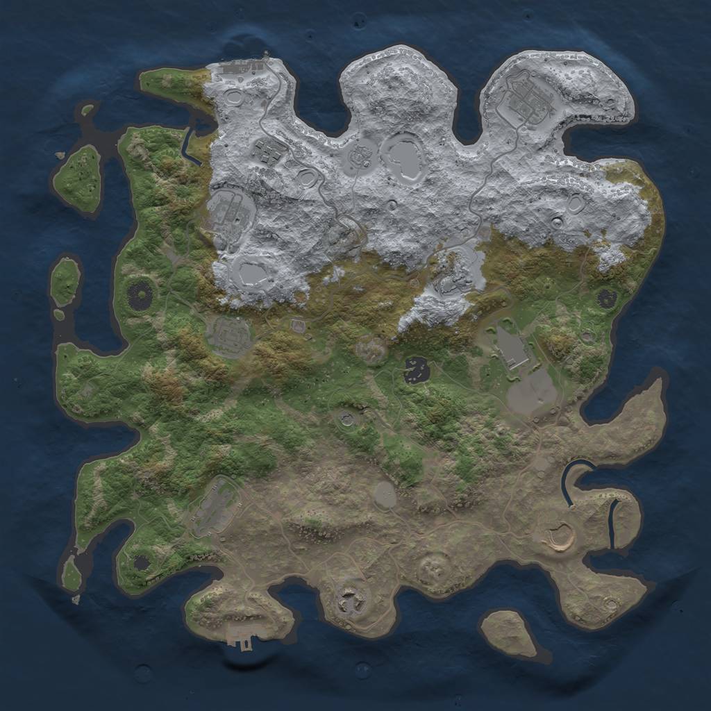 Rust Map: Procedural Map, Size: 3850, Seed: 1380322720, 17 Monuments
