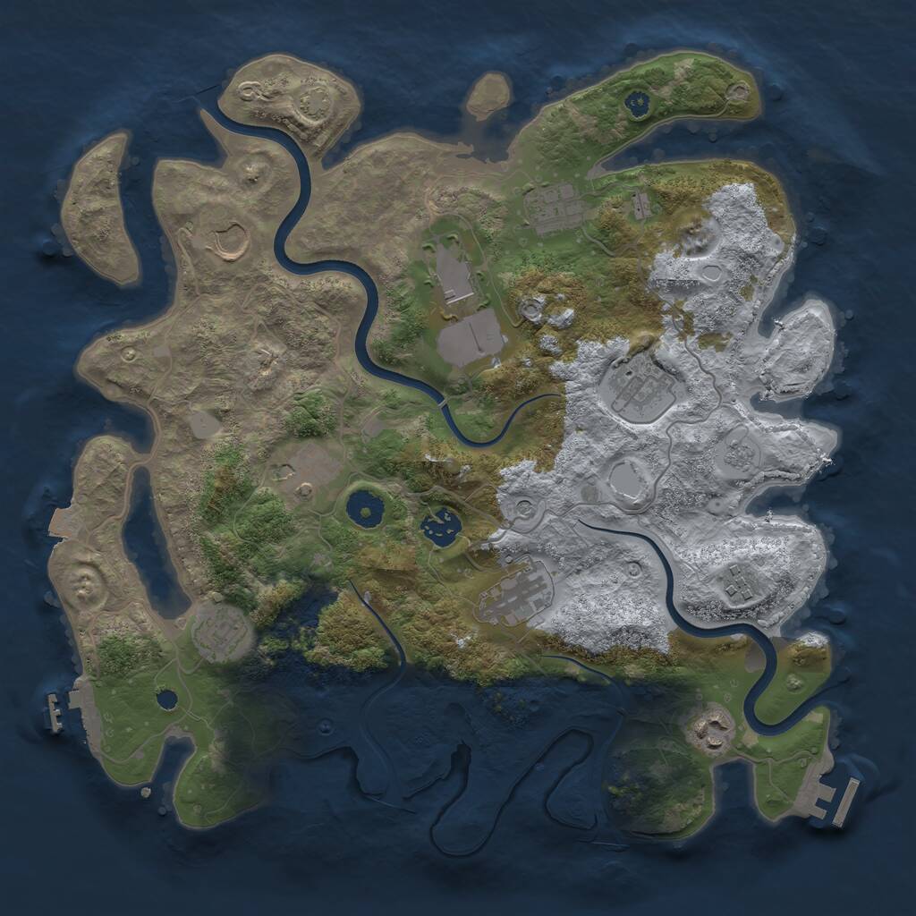 Rust Map: Procedural Map, Size: 3700, Seed: 1162192902, 16 Monuments