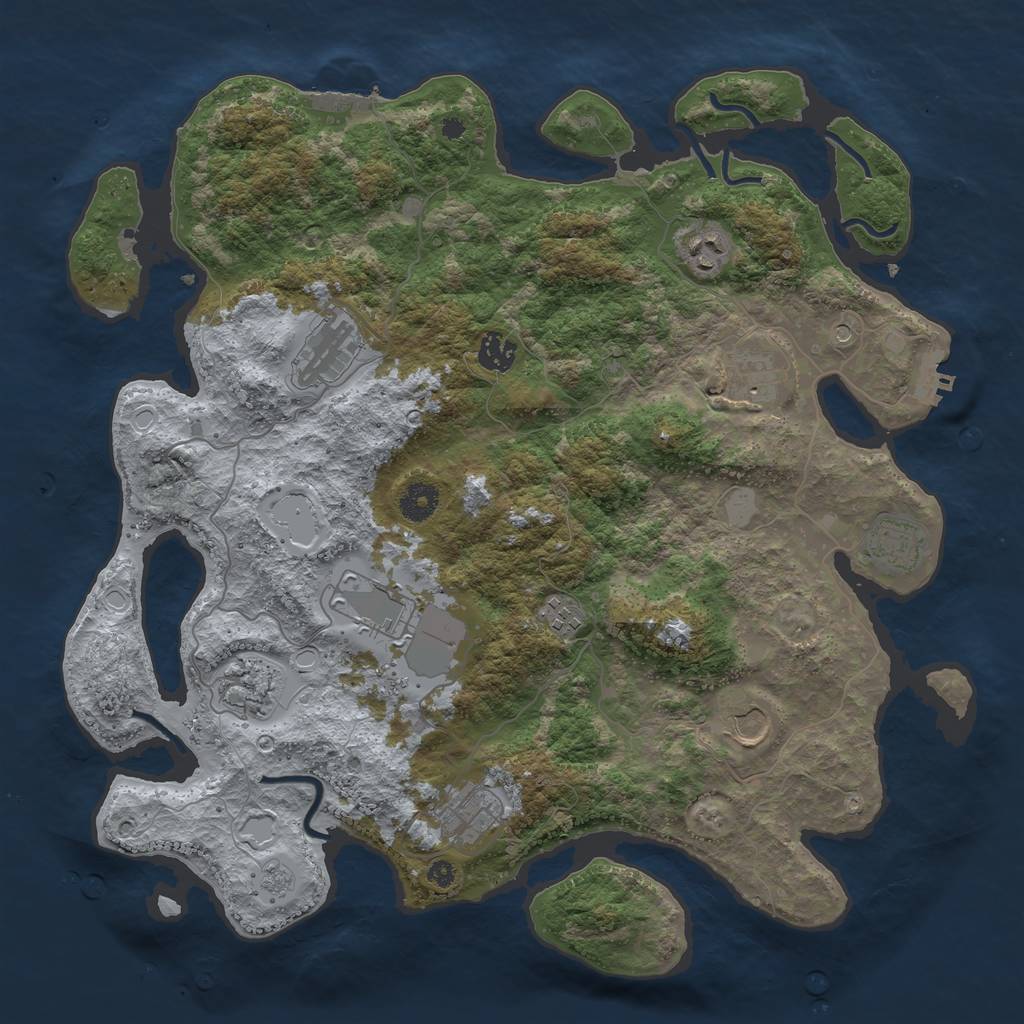 Rust Map: Procedural Map, Size: 3950, Seed: 283906304, 17 Monuments