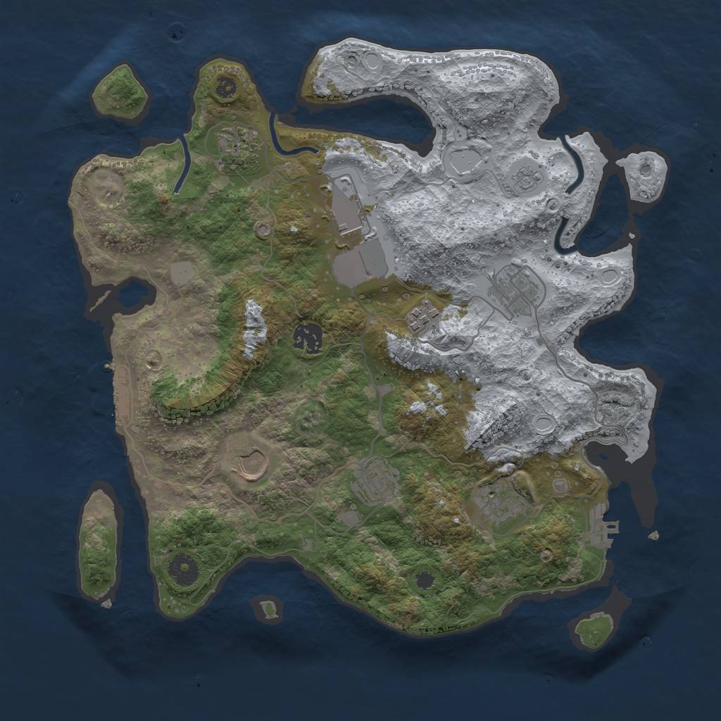 Rust Map: Procedural Map, Size: 3500, Seed: 836324642, 14 Monuments