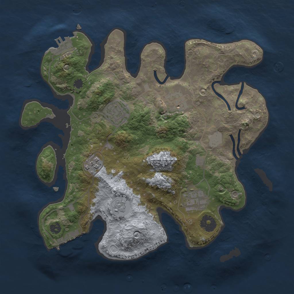 Rust Map: Procedural Map, Size: 2750, Seed: 2099999688, 10 Monuments