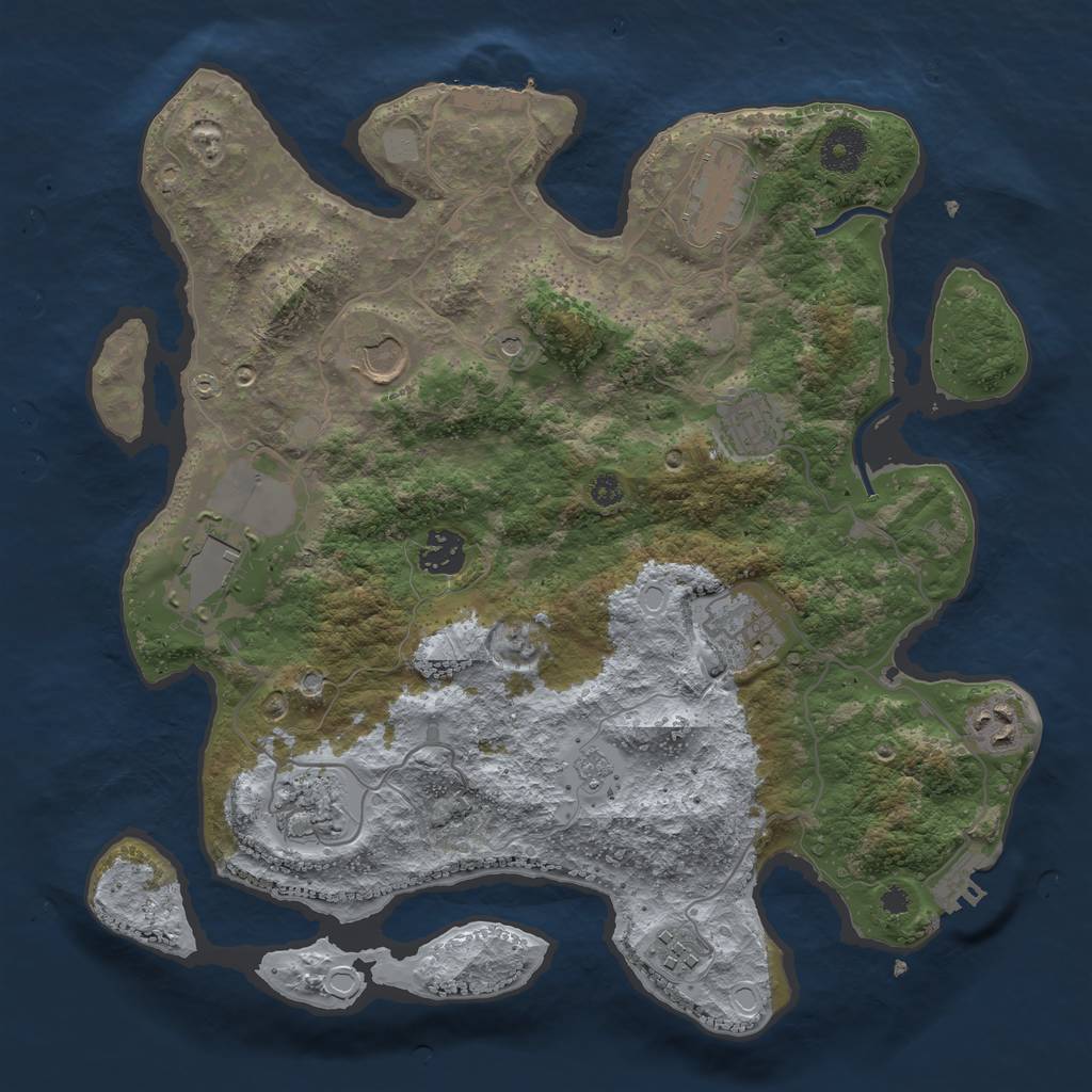 Rust Map: Procedural Map, Size: 3500, Seed: 1022061548, 16 Monuments