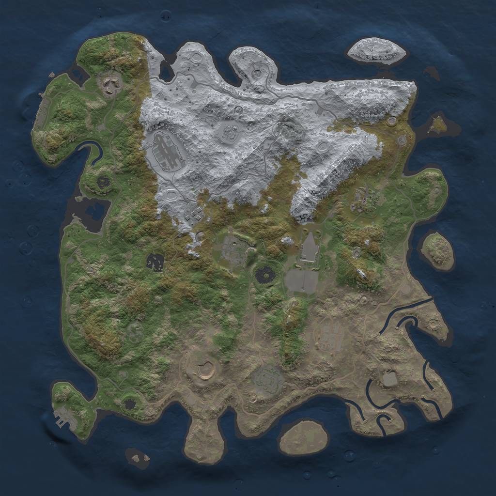 Rust Map: Procedural Map, Size: 4000, Seed: 7272727, 17 Monuments