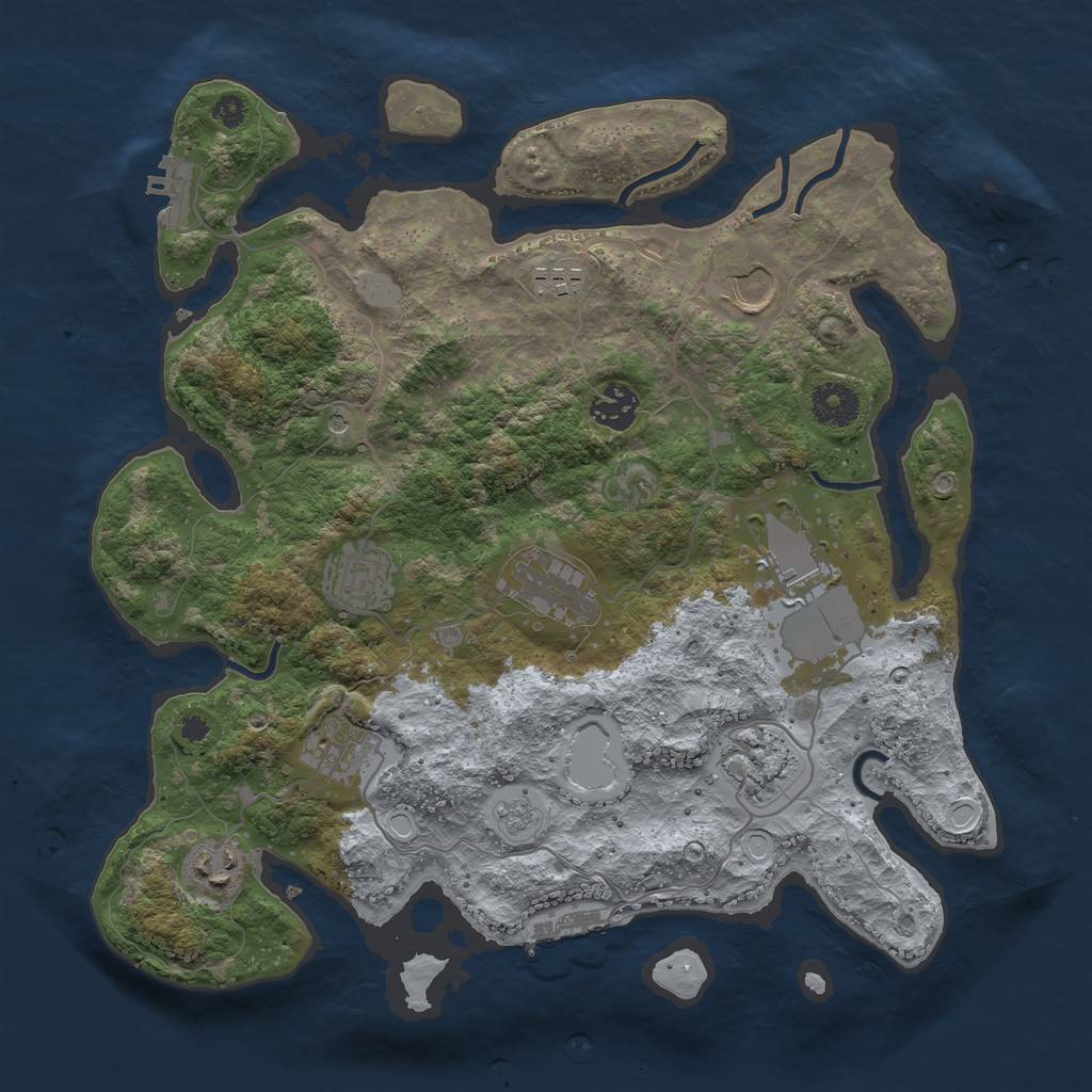 Rust Map: Procedural Map, Size: 3500, Seed: 65895, 16 Monuments