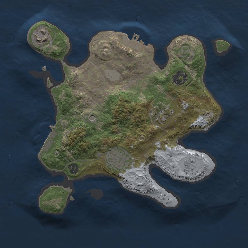 Rust Map: Procedural Map, Size: 2500, Seed: 1383481781, 10 Monuments