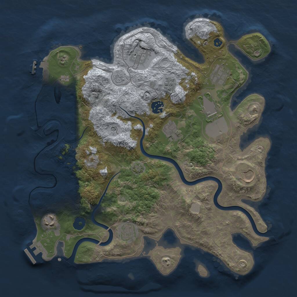 Rust Map: Procedural Map, Size: 3500, Seed: 65451, 15 Monuments