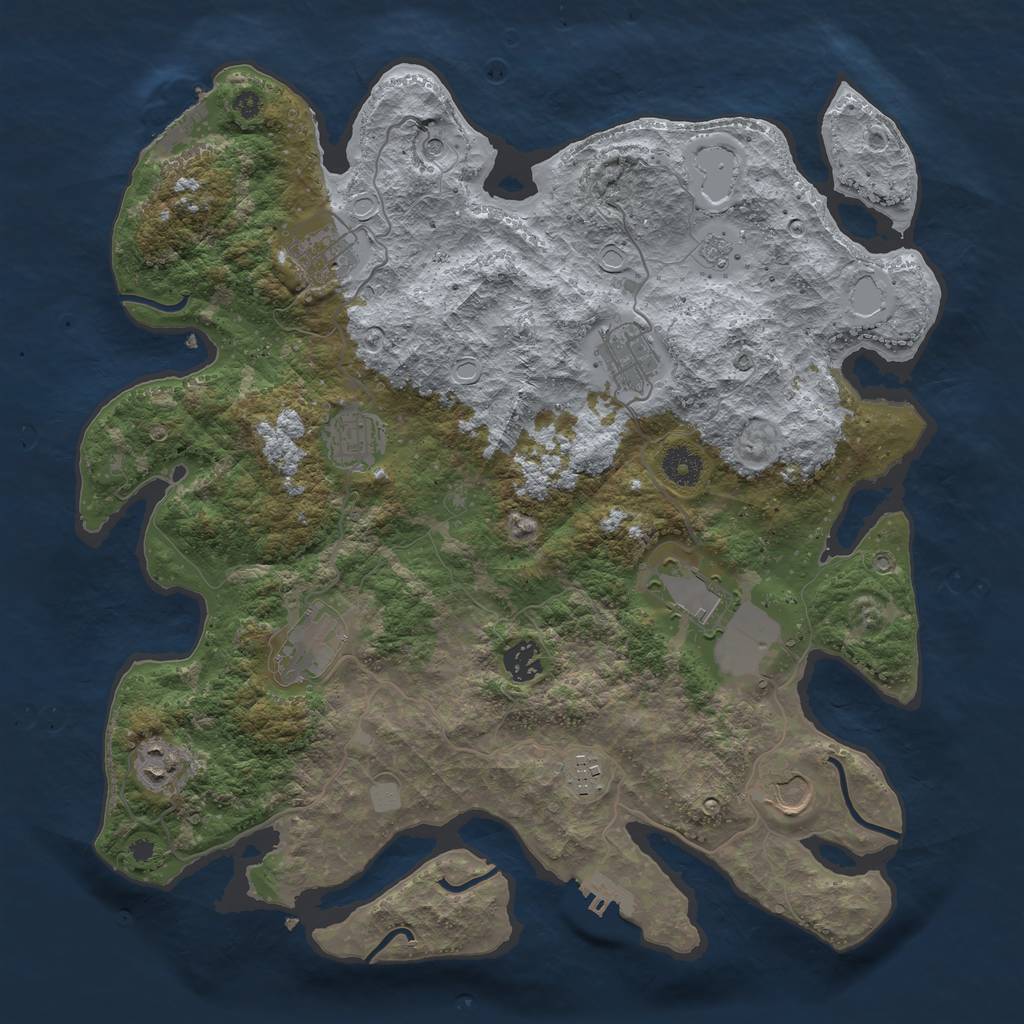 Rust Map: Procedural Map, Size: 3850, Seed: 1052952388, 16 Monuments