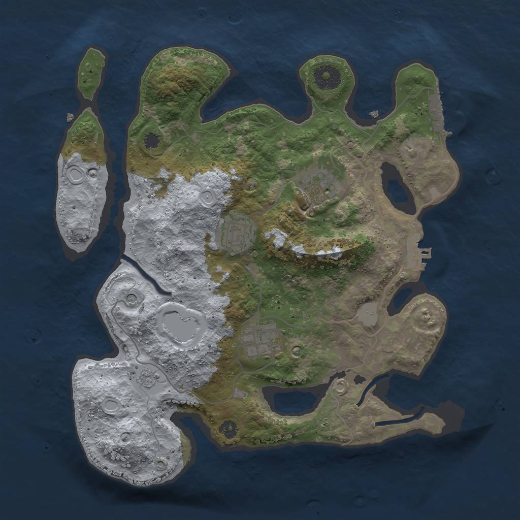 Rust Map: Procedural Map, Size: 3000, Seed: 385073942, 10 Monuments