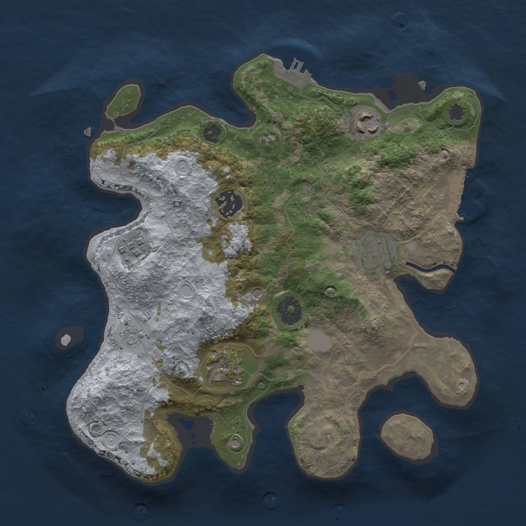 Rust Map: Procedural Map, Size: 3000, Seed: 570637025, 12 Monuments