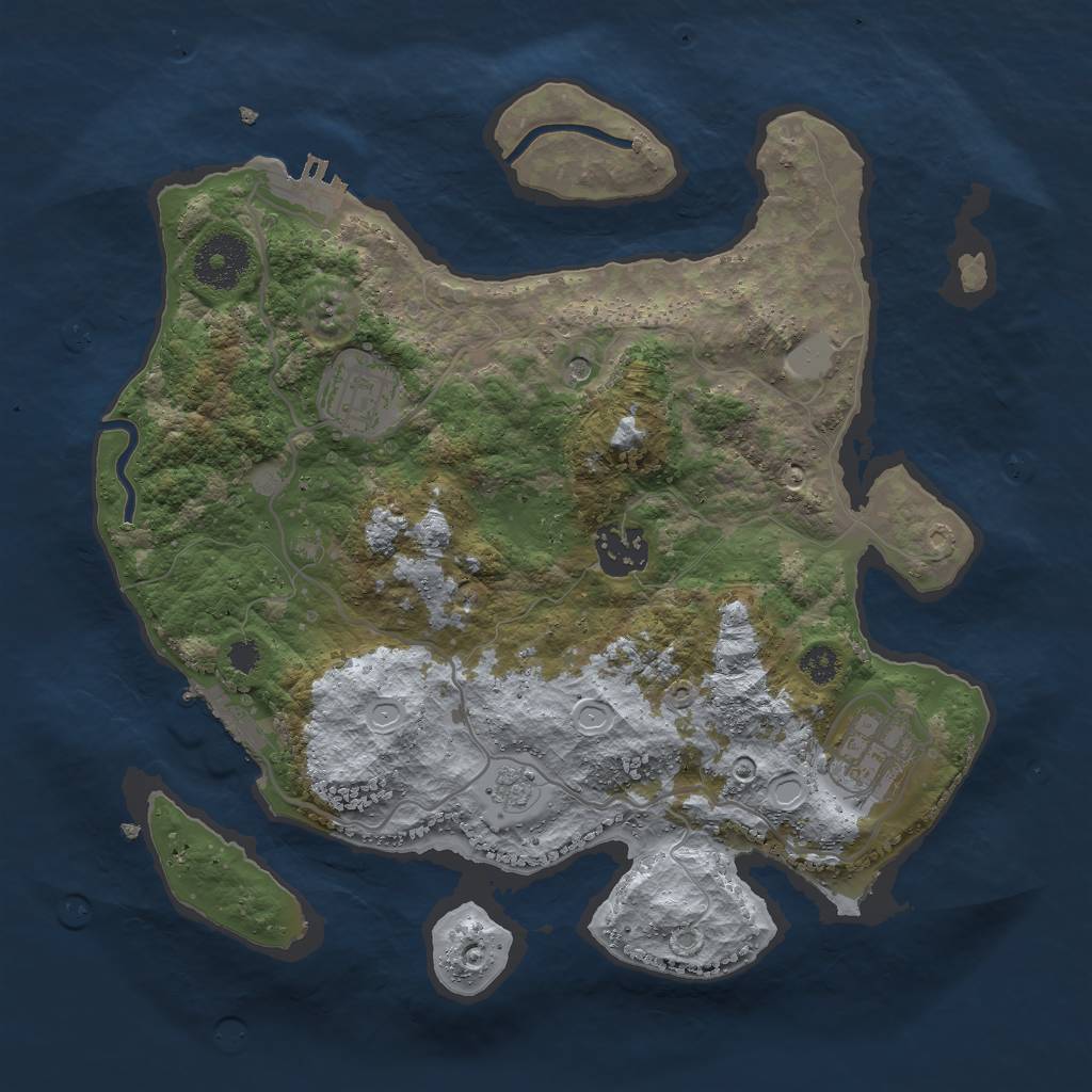 Rust Map: Procedural Map, Size: 3000, Seed: 159335643, 10 Monuments