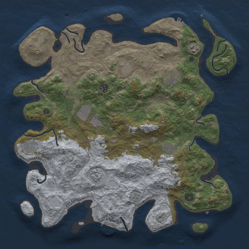 Rust Map: Procedural Map, Size: 4250, Seed: 462464184, 16 Monuments