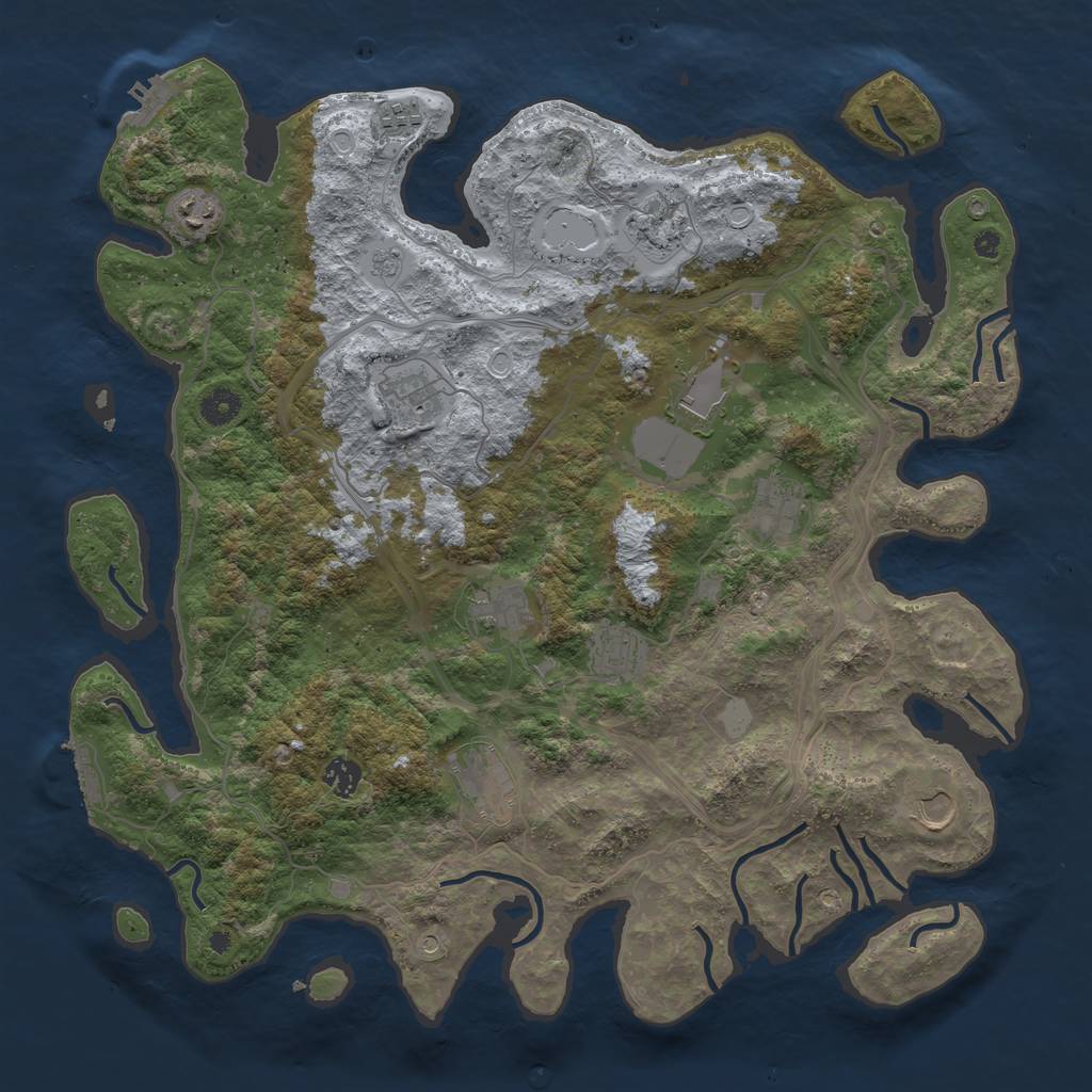 Rust Map: Procedural Map, Size: 4250, Seed: 281303894, 18 Monuments