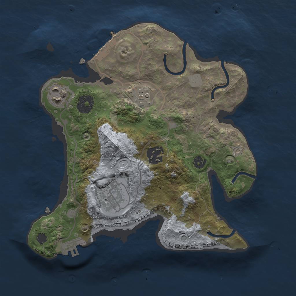 Rust Map: Procedural Map, Size: 2500, Seed: 981539329, 9 Monuments
