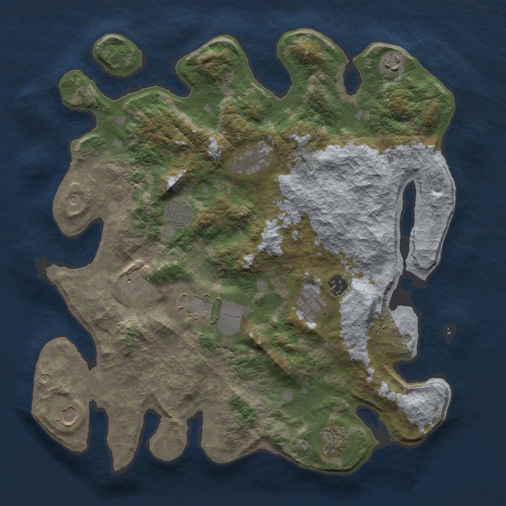 Rust Map: Barren, Size: 4000, Seed: 1751070861, 13 Monuments