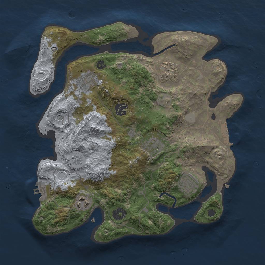 Rust Map: Procedural Map, Size: 3000, Seed: 21094272, 13 Monuments