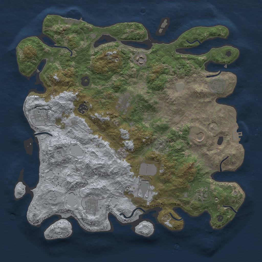Rust Map: Procedural Map, Size: 3950, Seed: 1654090, 17 Monuments