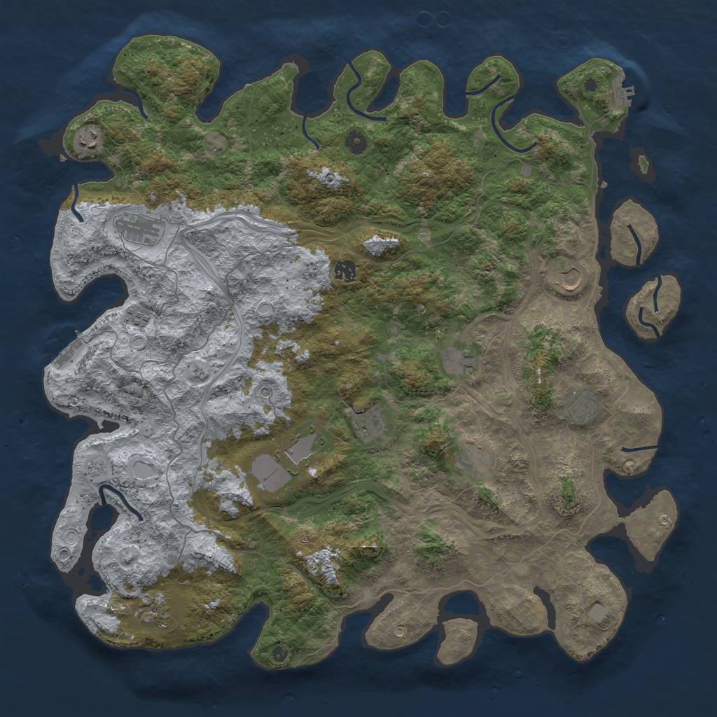 Rust Map: Procedural Map, Size: 4800, Seed: 9242734, 18 Monuments