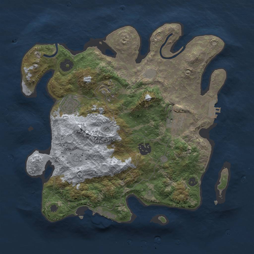 Rust Map: Procedural Map, Size: 3000, Seed: 123456792, 11 Monuments