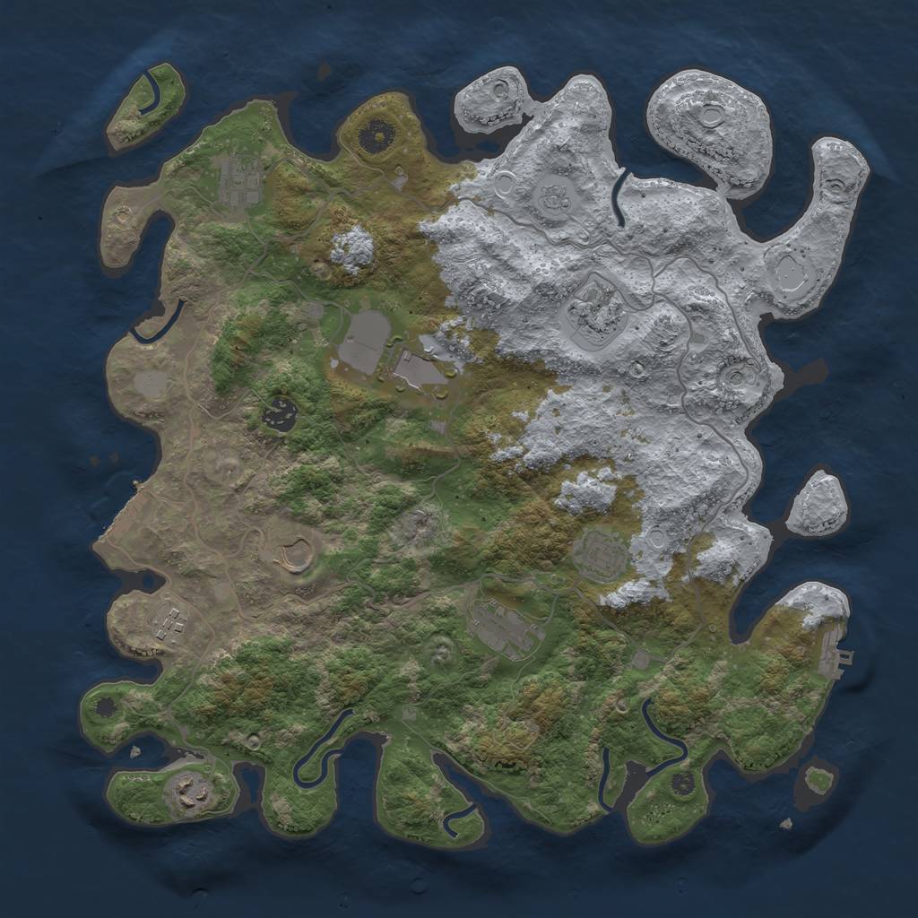 Rust Map: Procedural Map, Size: 4000, Seed: 36001666, 16 Monuments