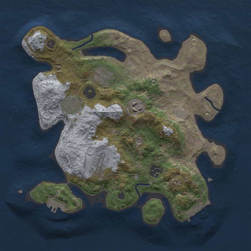 Rust Map: Procedural Map, Size: 3000, Seed: 398990873, 11 Monuments