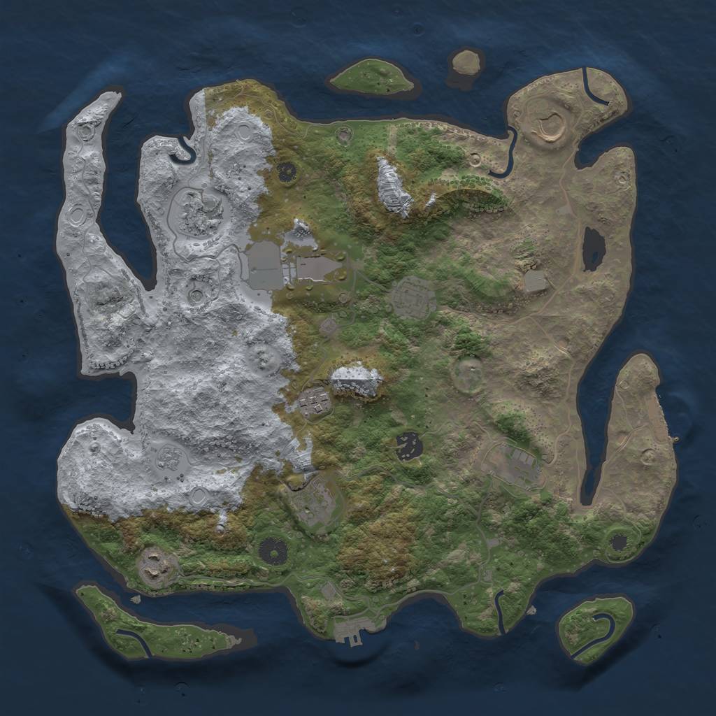 Rust Map: Procedural Map, Size: 3750, Seed: 627633271, 16 Monuments