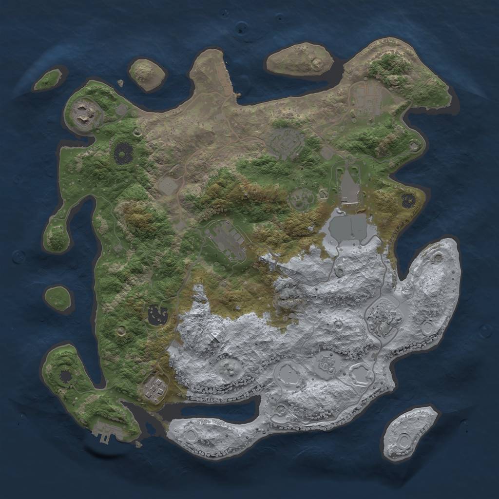 Rust Map: Procedural Map, Size: 3500, Seed: 134928942, 15 Monuments