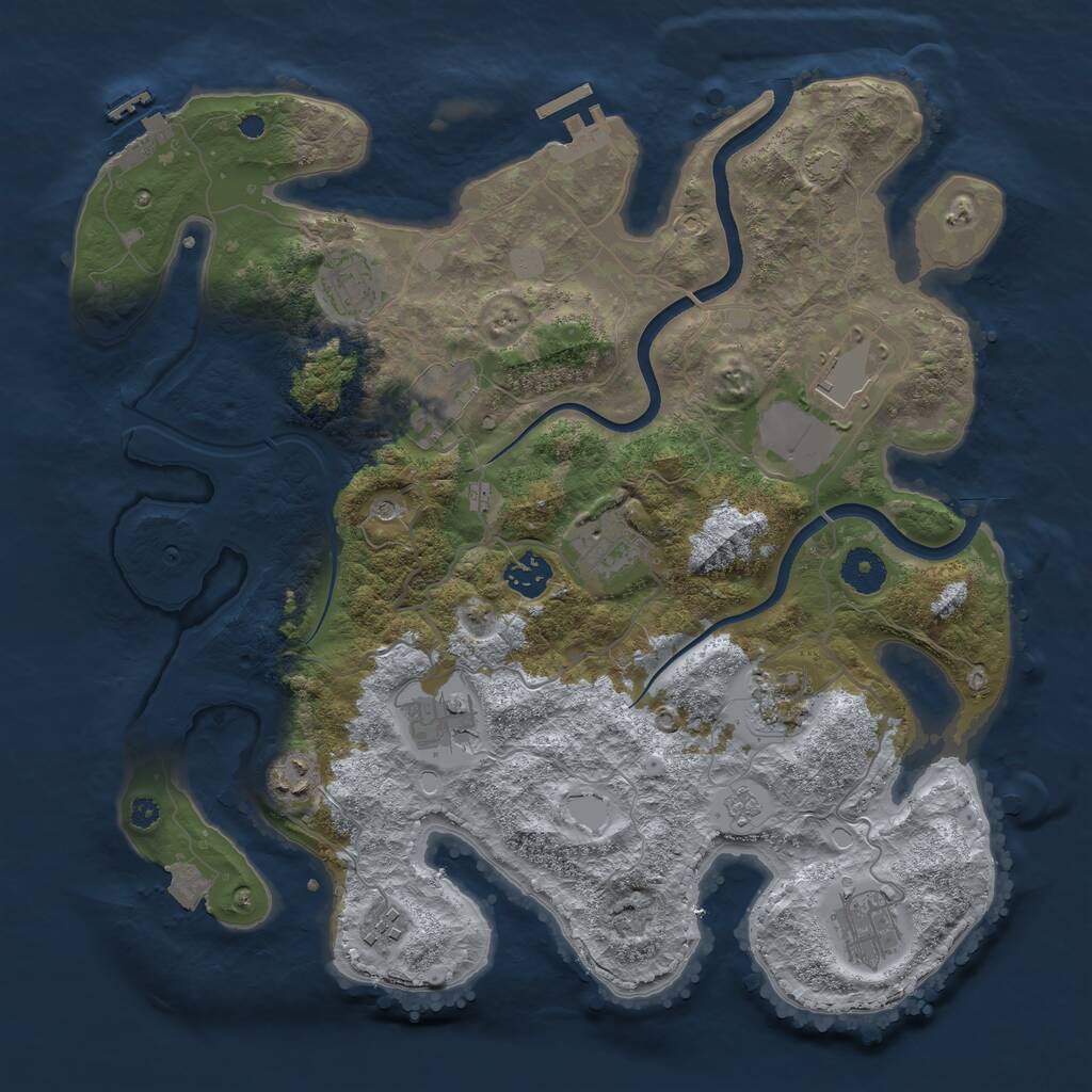 Rust Map: Procedural Map, Size: 3700, Seed: 21514460, 16 Monuments