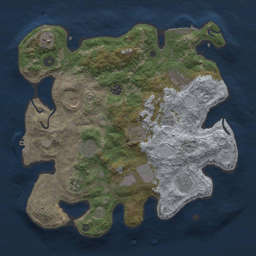 Rust Map: Procedural Map, Size: 3500, Seed: 198657816, 17 Monuments