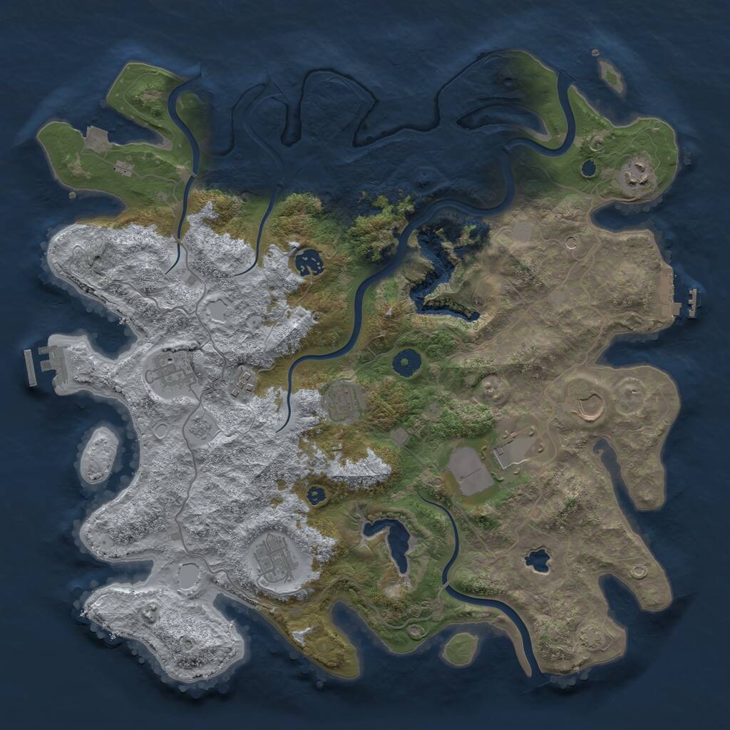 Rust Map: Procedural Map, Size: 4000, Seed: 43234213, 14 Monuments