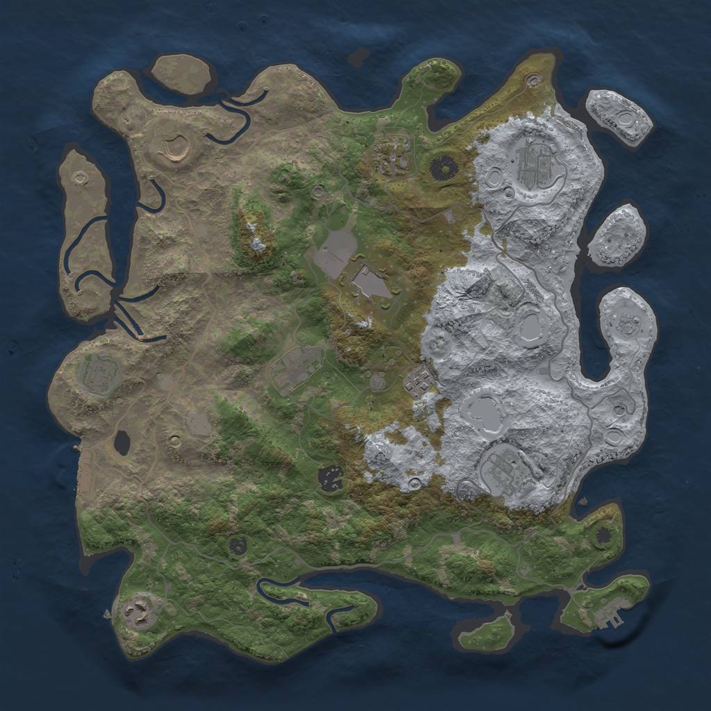 Rust Map: Procedural Map, Size: 4000, Seed: 1998086502, 17 Monuments