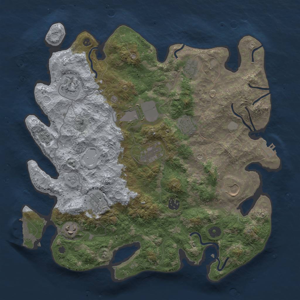 Rust Map: Procedural Map, Size: 3800, Seed: 2039029721, 17 Monuments