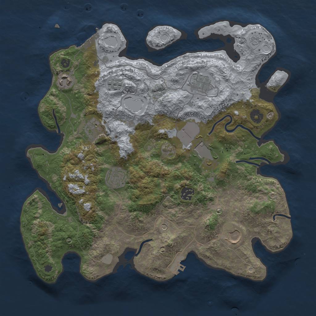 Rust Map: Procedural Map, Size: 3500, Seed: 1031470297, 15 Monuments