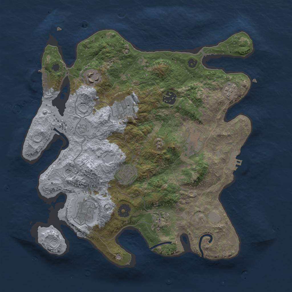 Rust Map: Procedural Map, Size: 3300, Seed: 1034392103, 15 Monuments