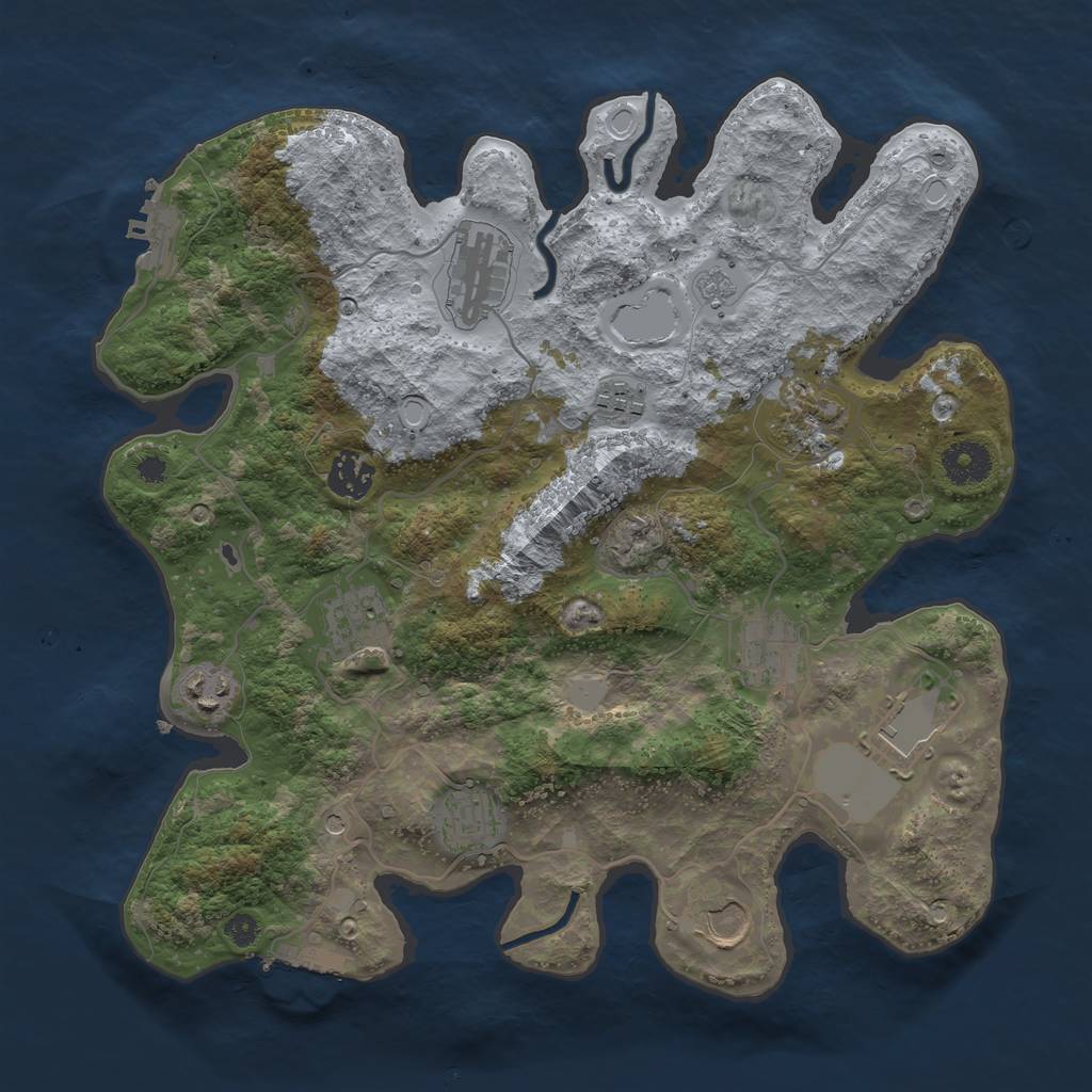 Rust Map: Procedural Map, Size: 3500, Seed: 21429318, 17 Monuments