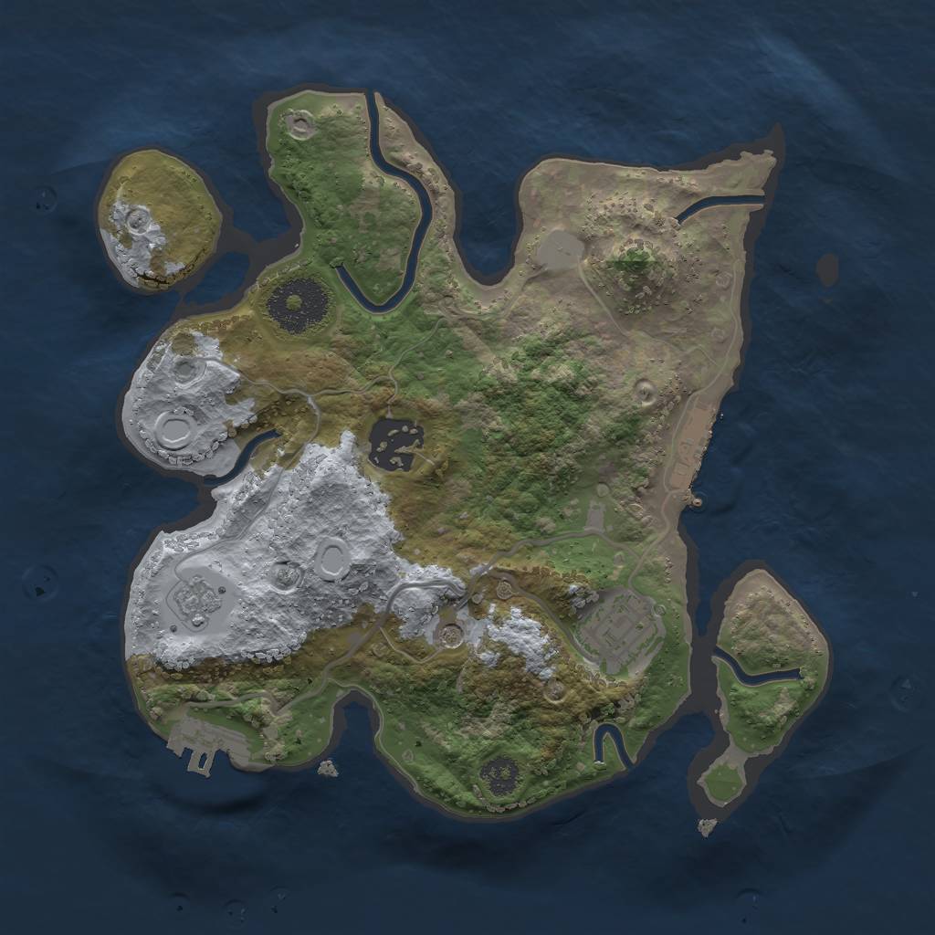 Rust Map: Procedural Map, Size: 2500, Seed: 56443232, 9 Monuments