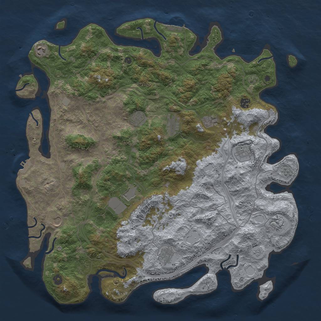 Rust Map: Procedural Map, Size: 4800, Seed: 1996044669, 18 Monuments