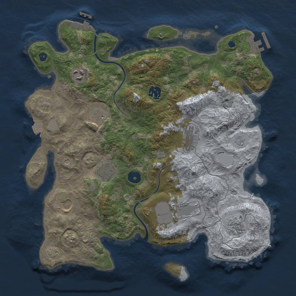 Rust Map: Procedural Map, Size: 3500, Seed: 1150996954, 14 Monuments