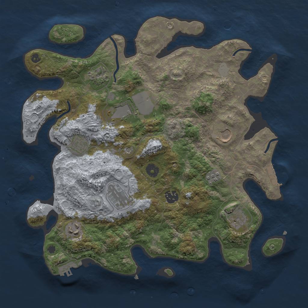 Rust Map: Procedural Map, Size: 3500, Seed: 123456792, 15 Monuments