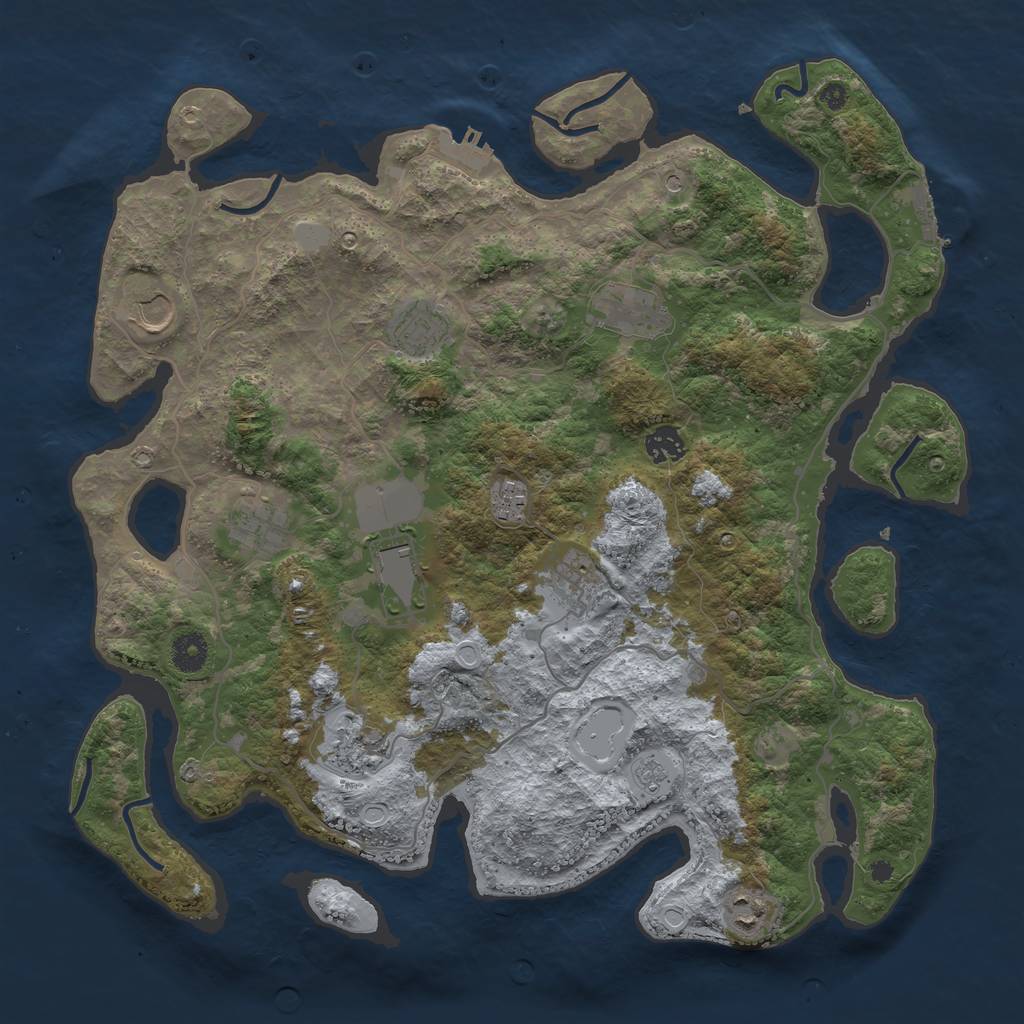 Rust Map: Procedural Map, Size: 4000, Seed: 812573401, 17 Monuments