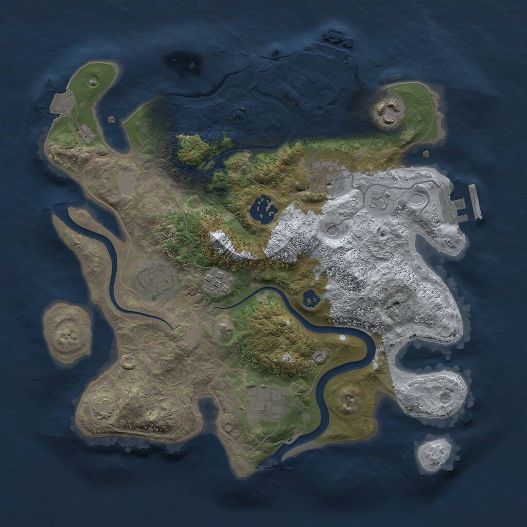 Rust Map: Procedural Map, Size: 3000, Seed: 1090631366, 12 Monuments