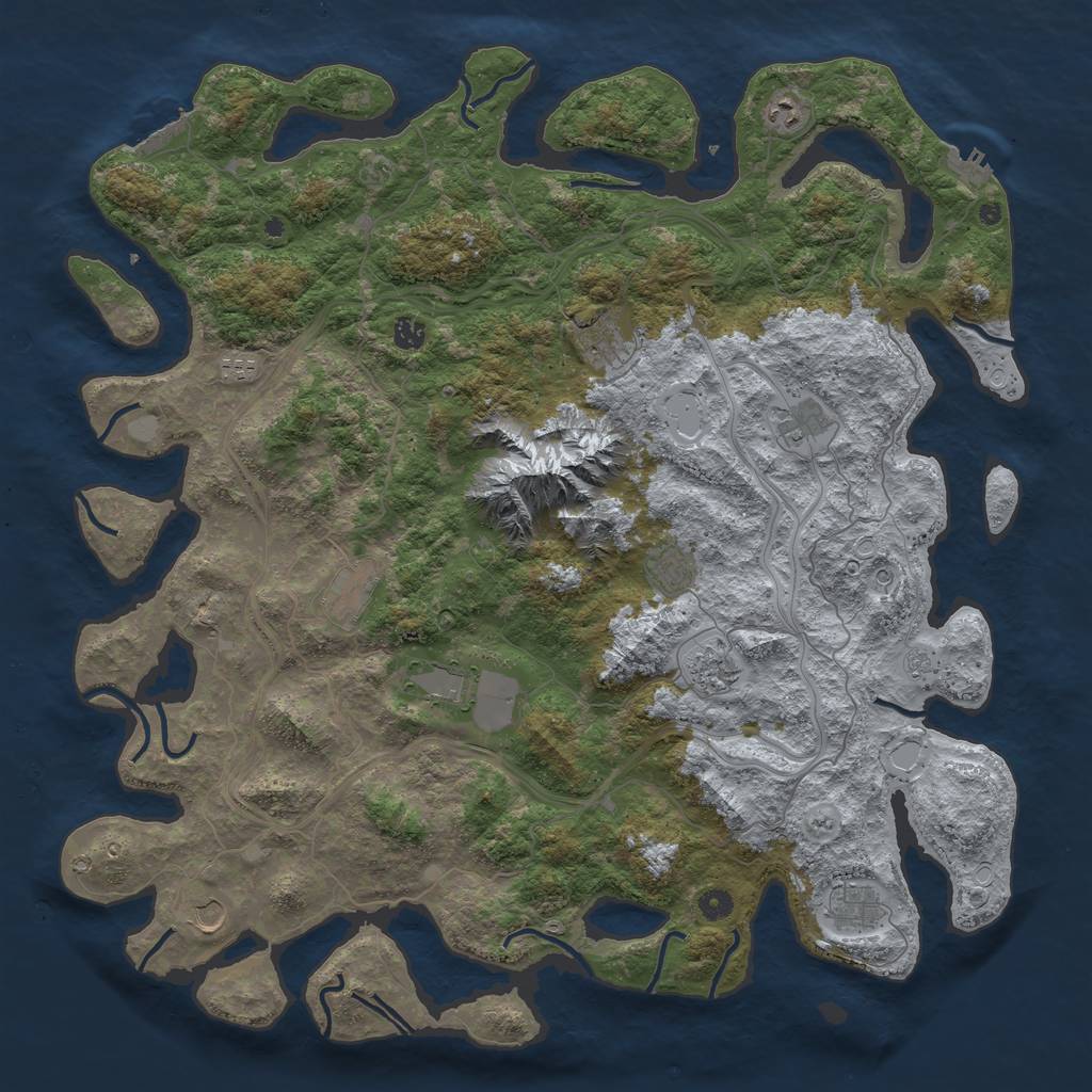 Rust Map: Procedural Map, Size: 5000, Seed: 3542401, 18 Monuments