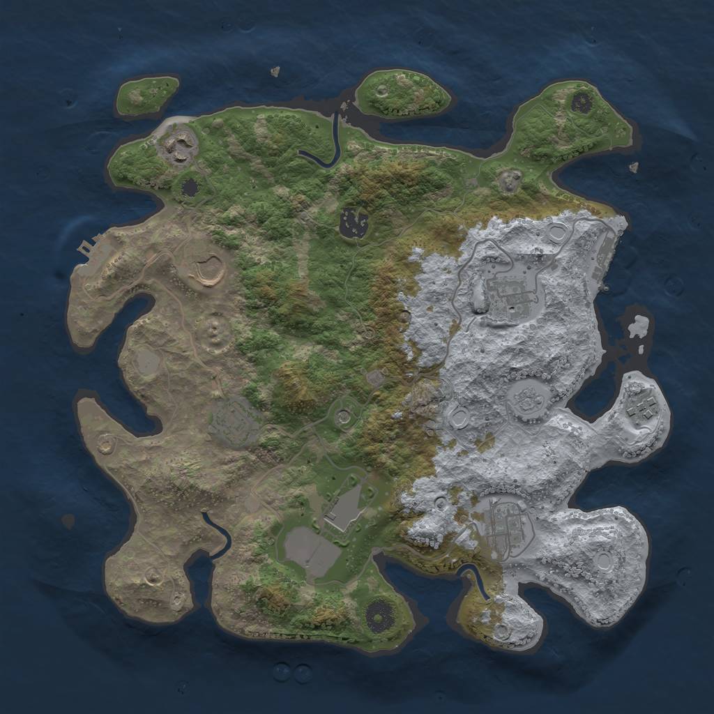 Rust Map: Procedural Map, Size: 3500, Seed: 1573241395, 15 Monuments