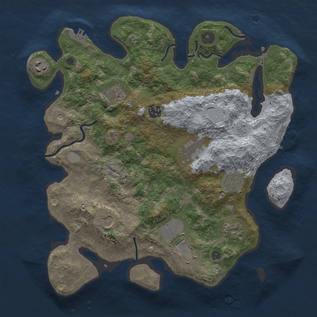 Rust Map: Procedural Map, Size: 3550, Seed: 70504655, 15 Monuments