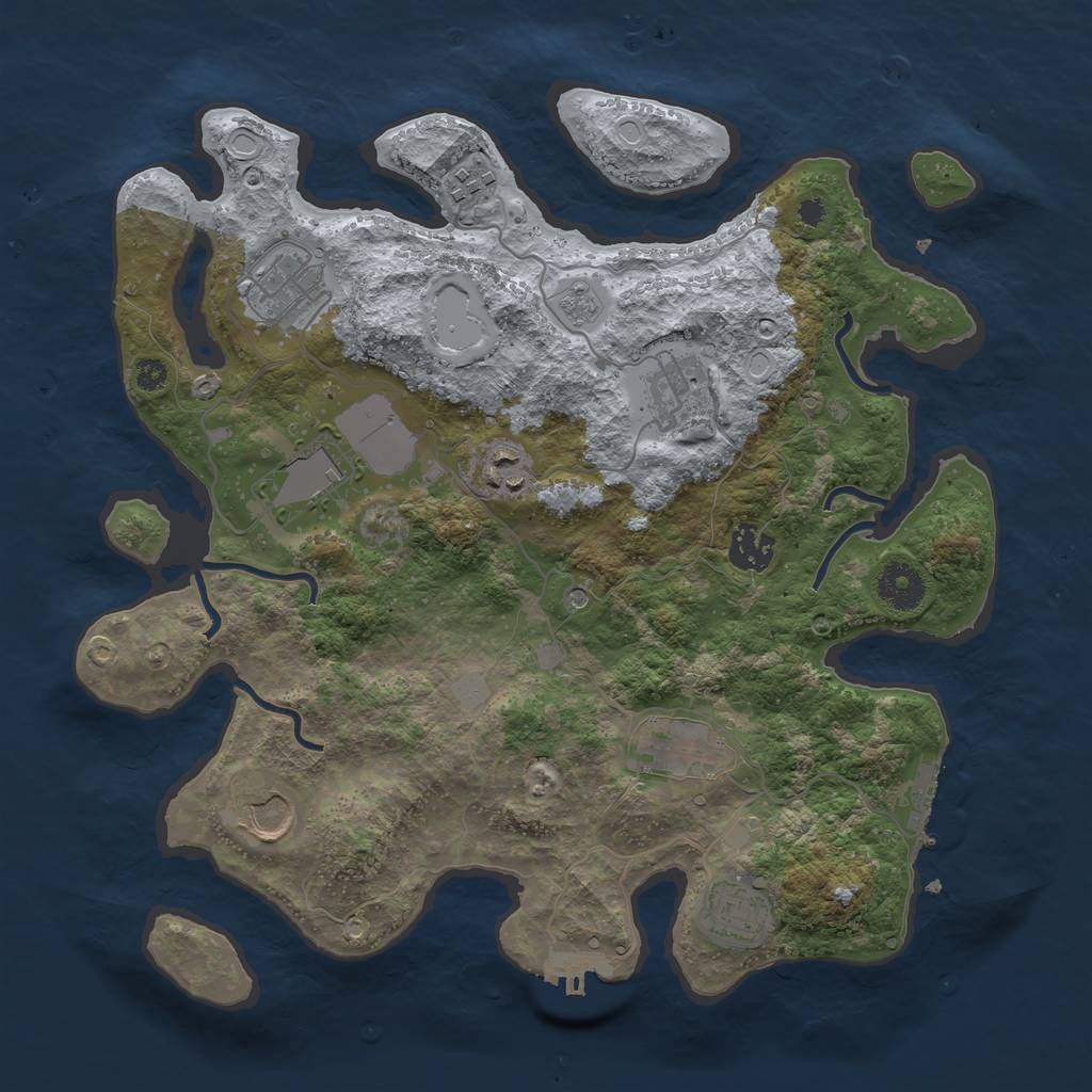 Rust Map: Procedural Map, Size: 3500, Seed: 555211997, 16 Monuments