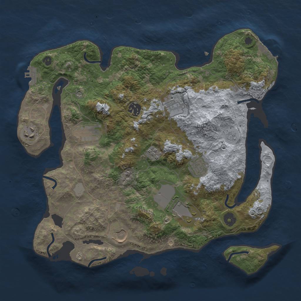 Rust Map: Procedural Map, Size: 3500, Seed: 9106864, 15 Monuments