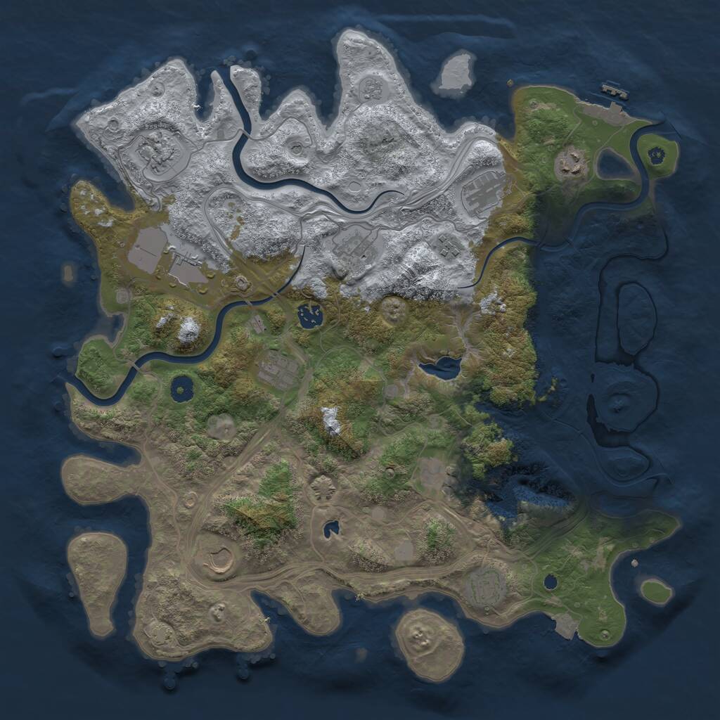 Rust Map: Procedural Map, Size: 4250, Seed: 608802401, 16 Monuments