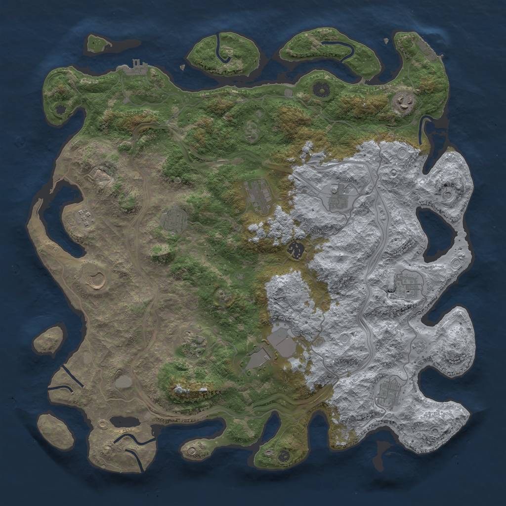 Rust Map: Procedural Map, Size: 4500, Seed: 1038690318, 18 Monuments